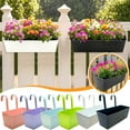 thumbnail image 1 of Outdoor Indoor Metal Hanging Planter Rectangular Iron Flower Pot With Detachable Hooks And Drainage Hole For Balcony Railings Fence Wall Mount Window Box Modern Boho Design, 1 of 7