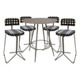thumbnail image 1 of Outdoor/Indoor Metal Pub Set - Nikki 30" Stool - Gray Striped Fabric-Beige Frame, 1 of 4