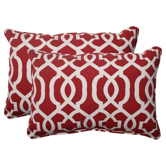 Pillow Perfect Outdoor/ Indoor New Geo Red Oversized Rectangle Throw Pillow (Set of 2)