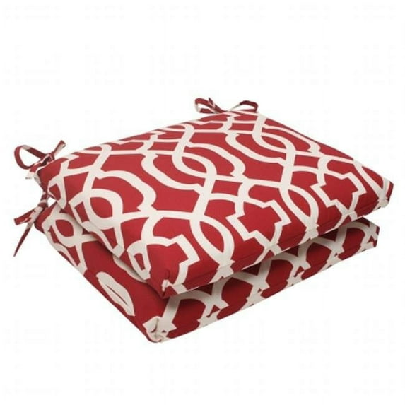 Outdoor/Indoor New Geo Red Squared Corners Seat Cushion (Set of 2)