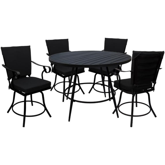 Outdoor/Indoor Patio Dining Set - Jamey - Black Fabric - Black Frame