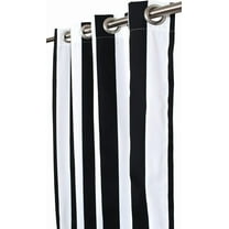 Outdoor/Indoor Polyester Curtain Water Resistant/Weather Resistant with 8 Stainless Steel Grommets Cabana Stripe Black (108" x 50")