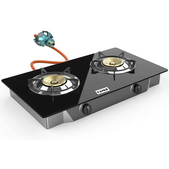 Outdoor & Indoor Portable Propane Stove, Single & Double Burners with Gas Premium Hose for Backyard Kitchen, Camping Grill, Hiking Cooking, Outdoor Recreation (RQ62-LARGE,2Burners)