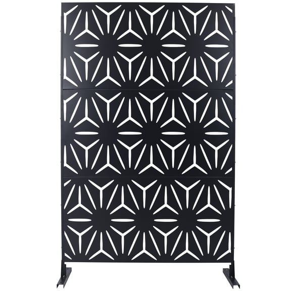 Outdoor & Indoor Privacy Screen Metal Privacy Screen 76" H48" W, Freestanding Decorative Privacy Screen for Deck Balcony Patio, Privacy Fence Panels for Outside Lawn Garden PS104 BLACK