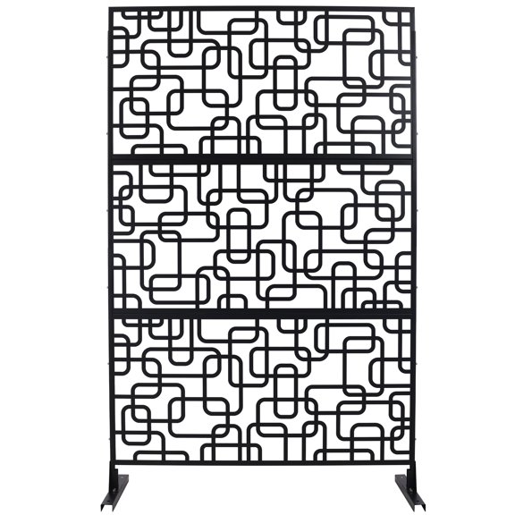 Outdoor & Indoor Privacy Screen Metal Privacy Screen 76" H×48" W, Freestanding Decorative Privacy Screen for Deck Balcony Patio, Privacy Fence Panels for Outside Lawn Garden PS114 BLACK, LIGHT