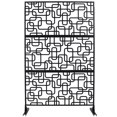 thumbnail image 1 of Outdoor & Indoor Privacy Screen Metal Privacy Screen 76" H×48" W, Freestanding Decorative Privacy Screen for Deck Balcony Patio, Privacy Fence Panels for Outside Lawn Garden PS114 BLACK, LIGHT, 1 of 9