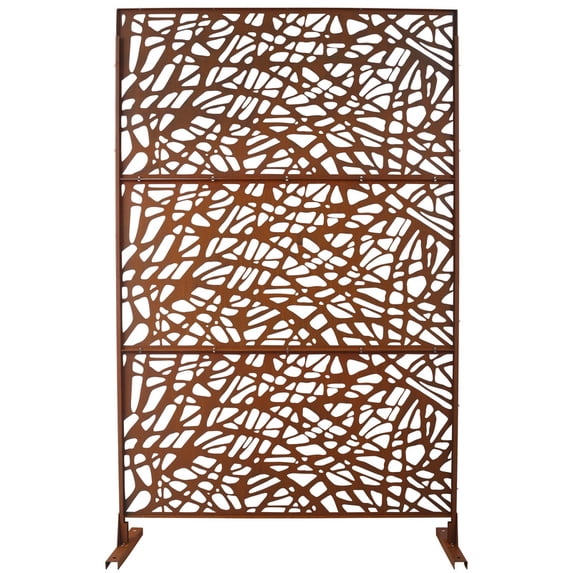 Outdoor & Indoor Privacy Screen Metal Privacy Screen 76" H×48" W, Freestanding Decorative Privacy Screen for Deck Balcony Patio, Privacy Fence Panels for Outside Lawn Garden