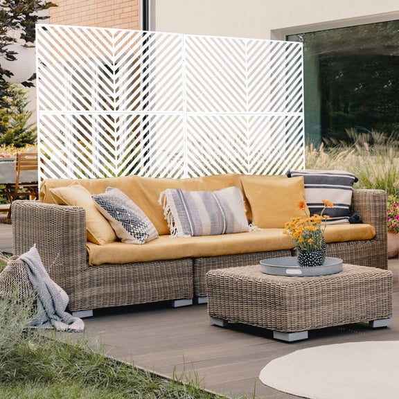 Outdoor & Indoor Privacy Screen Metal Privacy Screen 76" H×48" W, Freestanding Decorative Privacy Screen for Deck Balcony Patio, Privacy Fence Panels for Outside Lawn Garden