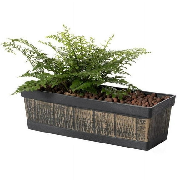 Outdoor & Indoor Rectangle Trough Plastic Planter Box with Vegetables & Flower Planting Pot, Brown - Small