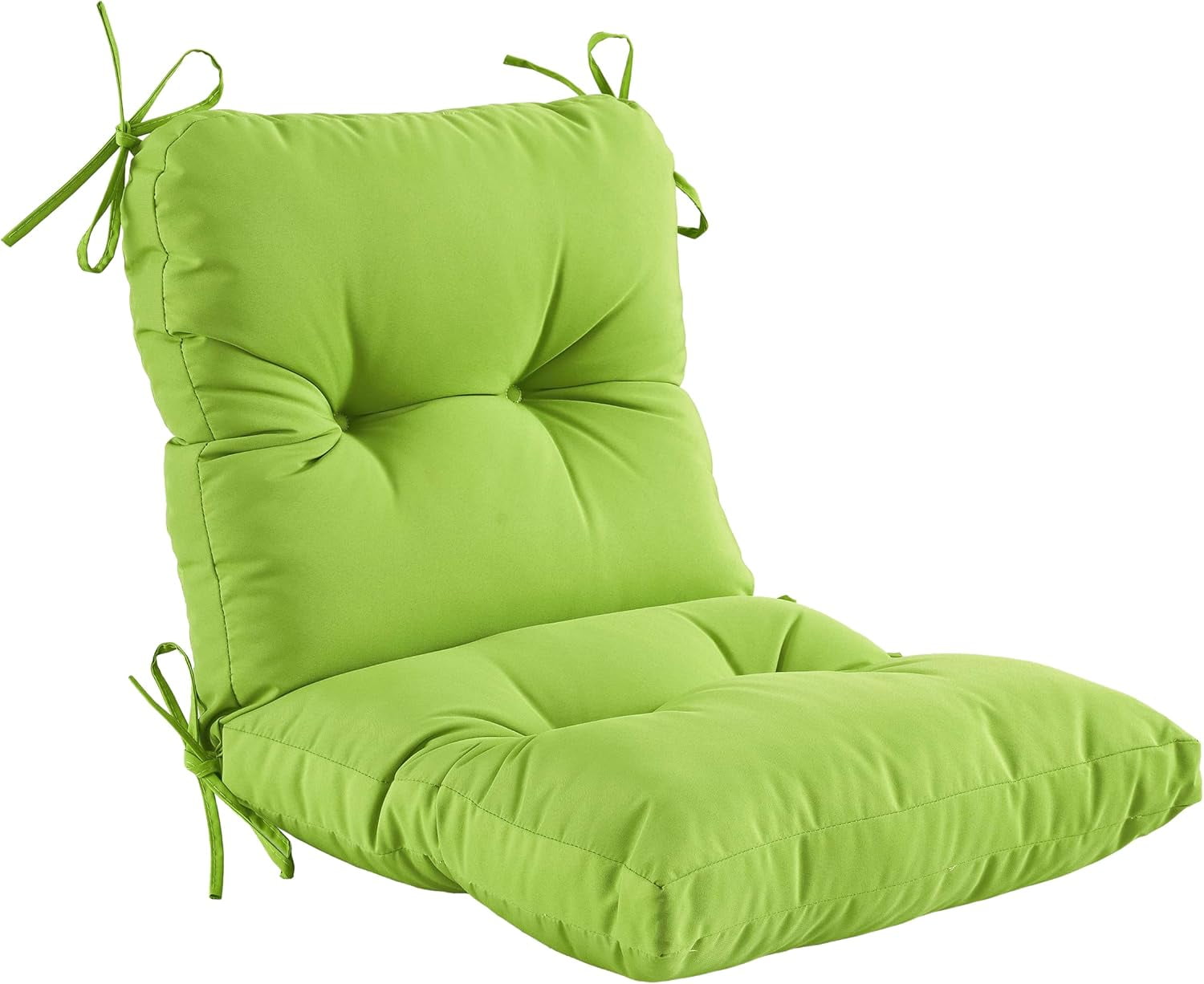 Outdoor Indoor Seat/Back Chair Tufted Cushion,All-Weather Patio Chair Cushion with Ties,for Patio Furniture,Lime Green