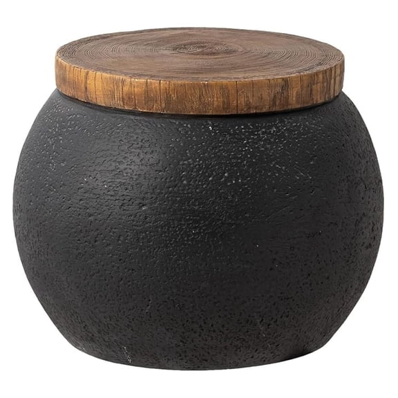 Outdoor Indoor Side Table, 14" W Outdoor End Tables for Patio, Accent Side Table, Decorative Garden Stool Wooden-Look Top Concrete for Livingroom Bedroom, Garden, Backyard