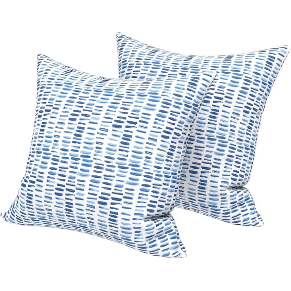 Outdoor Indoor Square Throw Pillows in Pebble Blue 18x18 with Inserts Set