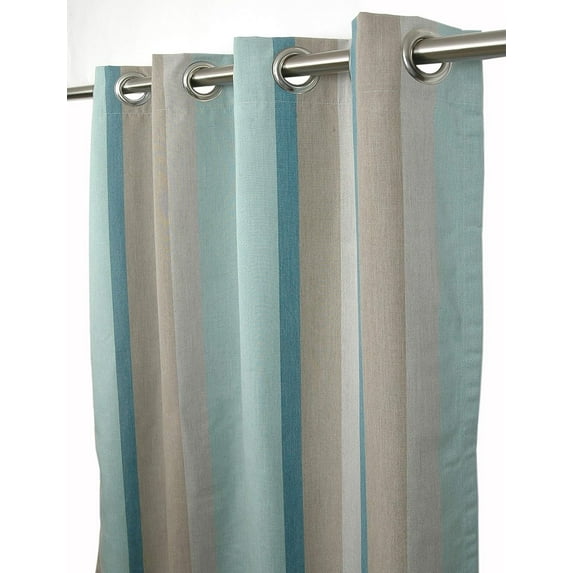 Outdoor/Indoor Sunbrella Curtain 108 inch x 50 inch Water, Weather, Fade and Stain Resistant with 8 Stainless Steel Grommets Gateway Mist Stripe