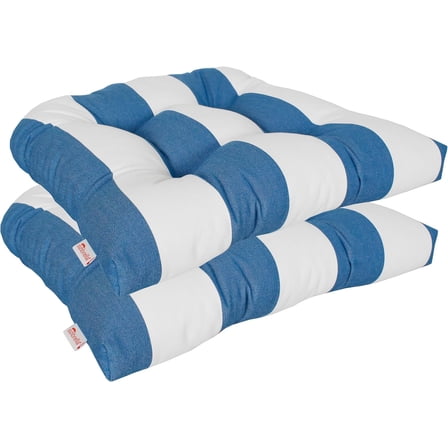 Outdoor/Indoor Sunbrella Set of 2 Pieces Seat Cushions, Wicker Seat, U Cushions, Patio Furniture Cushions 19 inch x 18 inch x 4 inch Water and Fade Resistant Cabana Regatta