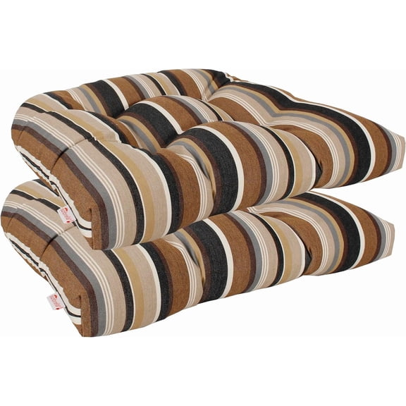 Outdoor/Indoor Sunbrella Set of 2 Pieces Seat Cushions, Wicker Seat, U Cushions, Patio Furniture Cushions 19 inch x 18 inch x 4 inch Water and Fade Resistant Capital Espresso
