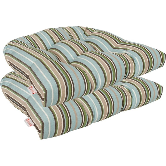 Outdoor/Indoor Sunbrella Set of 2 Pieces Seat Cushions, Wicker Seat, U Cushions, Patio Furniture Cushions 19 inch x 18 inch x 4 inch Water and Fade Resistant Foster Spring