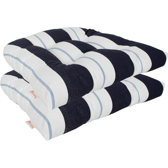 Outdoor/Indoor Sunbrella Set of 2 Pieces Seat Cushions, Wicker Seat, U Cushions, Patio Furniture Cushions 19 inch x 18 inch x 4 inch Water and Fade Resistant Relate Harbor