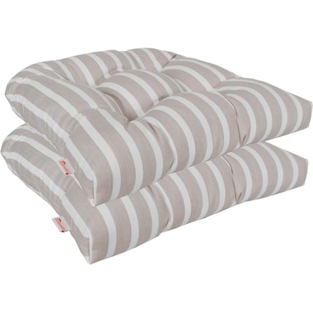 Outdoor/Indoor Sunbrella Set of 2 Pieces Seat Cushions, Wicker Seat, U Cushions, Patio Furniture Cushions 19 inch x 18 inch x 4 inch Water and Fade Resistant Shore Linen