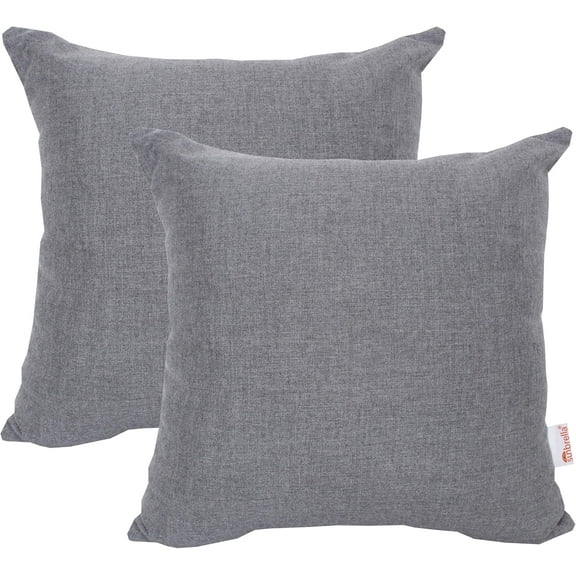 Outdoor/Indoor Sunbrella Throw Pillows Square Set of 2 pieces 20""x20"" Cast Slate - Cover Only, Insert Not Included, Grey