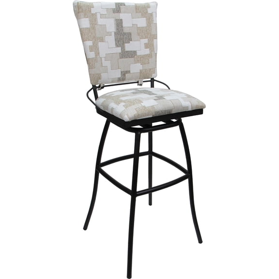 Outdoor Indoor Swivel Bar Stool 30" Seat Jenna PB Armless - White Fabric - Black