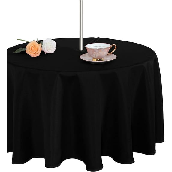 Outdoor and Indoor Tablecloth - Washable Table Cover Waterproof Wrinkle Free Table Cloth with Zipper and Umbrella Hole for Spring/Summer/Party/Picnic/BBQS/Patio Beige 60R