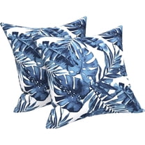 Outdoor/Indoor Throw Pillows Covers, Decorative Throw Pillows Covers , 18”x18” Square Throw Pillows Covers Bed, Couch, and Patio Furniture (Set of 2, Palm Blue)