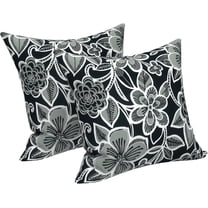 Outdoor/Indoor Throw Pillows Covers, Decorative Throw Pillows Covers , 18"x18" Square Throw Pillows Covers Bed, Couch, and Patio Furniture, Set of 2, Flower Black