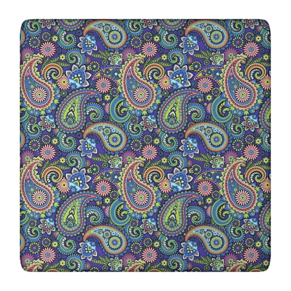 Outdoor Indoor Use Bohemian Floral Tablecloth, 36x36 Inch Square Stretch Fit Cover for Patio Dining and Card Table Decor