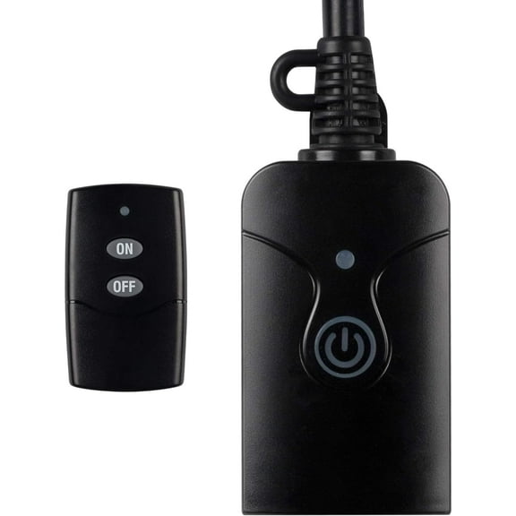 Outdoor Indoor Wireless Remote Control 3-Prong Outlet Weatherproof Heavy Duty 15 A Compact 1 Remote 1 Outlet with Remote 6-inch Cord 100ft Ran ETL Listed (Battery Included)