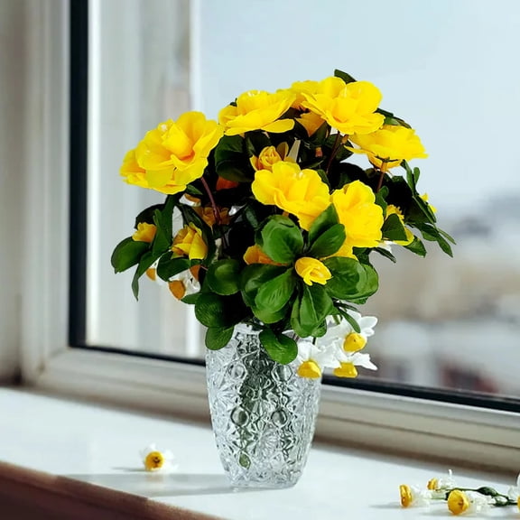 Outdoor Indoor Yellow Silk Flowers, Uv-Resistant Artificial Fake Flowers, Garden Plants For Home Kitchen Dining Table Centerpiece Decor