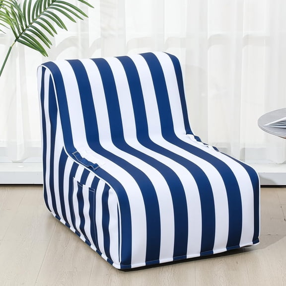 Outdoor Inflatable Bean Bag Chair, Blue & White Stripes