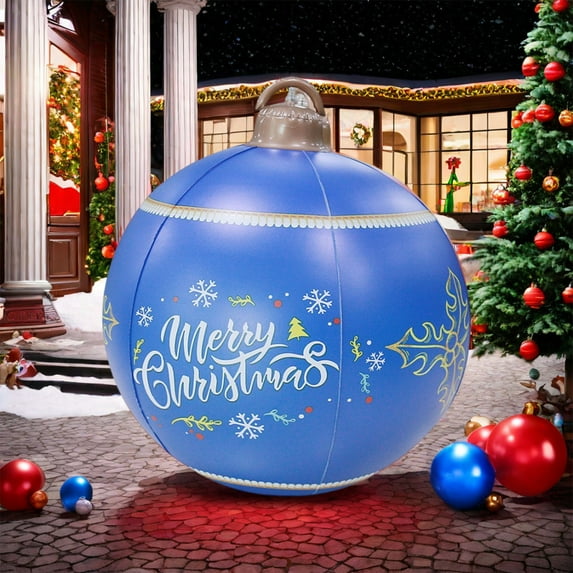 Outdoor Inflatable Christmas Ball, Large Patio Yard Decorations, Festive Inflatable Pendant for Garden Porch Holiday Props(Blue)