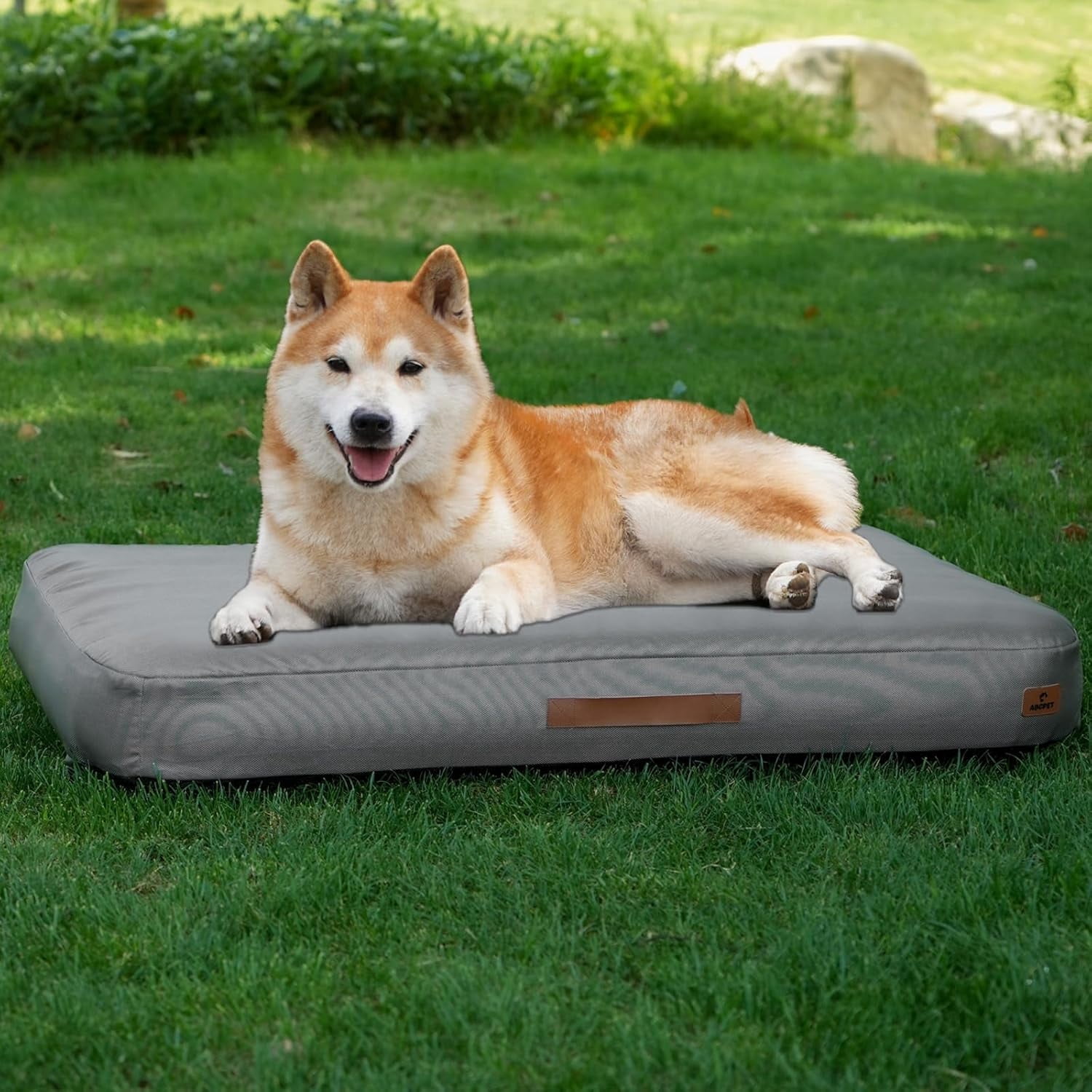 Outdoor Inflatable Dog Bed for Small Dogs, Outdoor Travel Dogs Met with Removeable Cover, Inflated Dog Bed Waterproof Summer Pet Mat with Anti-Slip Bottom, Army Green