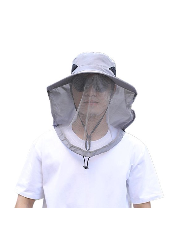 Outdoor Insect Net Hat with Face Mask, Polyester Sun Protection for Men & Women, 1 Piece