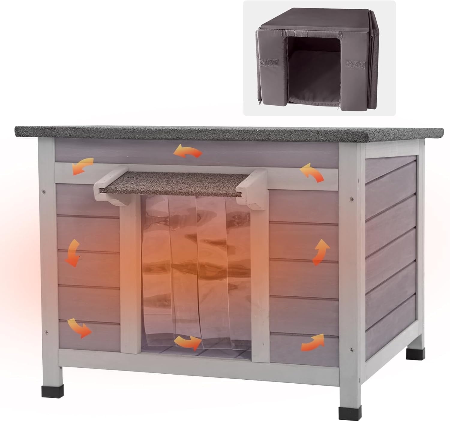 MEDEHOO Insulated Outdoor Cat House with Insulated Liner Weatherproof Feral Cat Shelter for Winter
