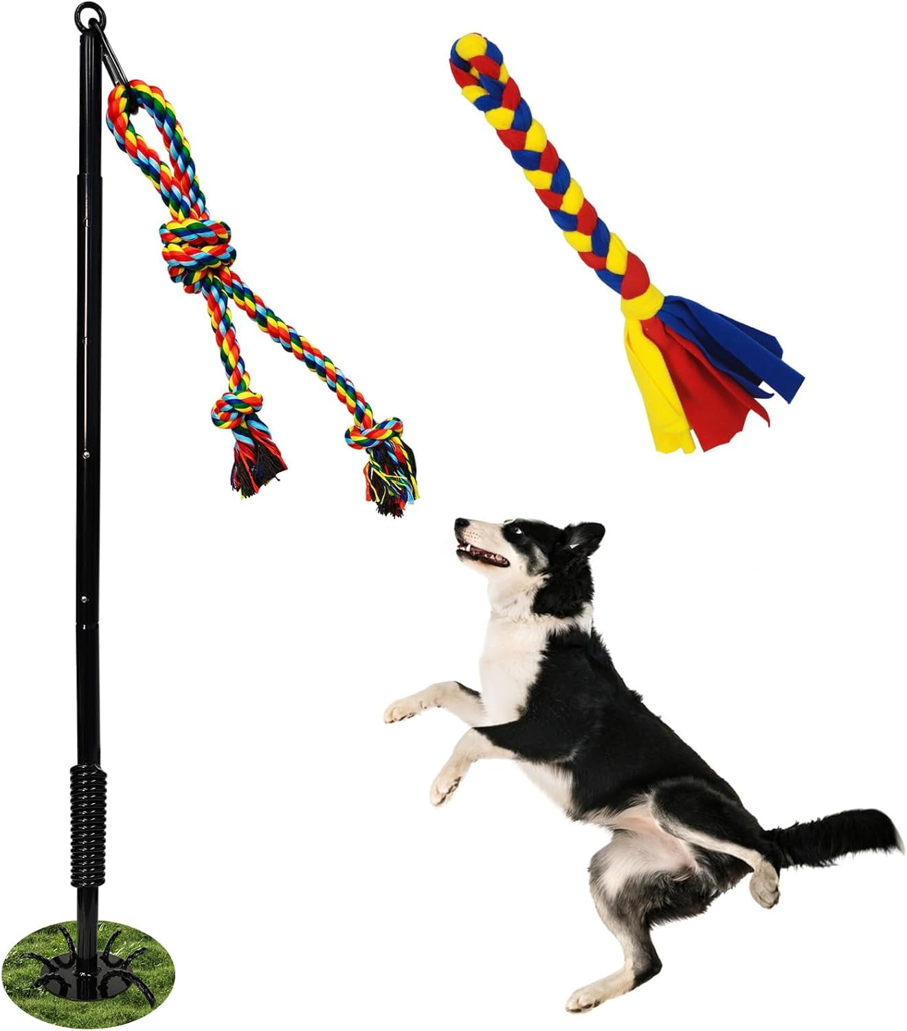 Outdoor Interactive Dog Toys,Tether Outdoor Dog Tug Toy Exercise Equipment  in Yard Park with 2 Rope Toy for Large Medium Small Dogs Pull Chase and Tug  of War - Walmart Business Supplies