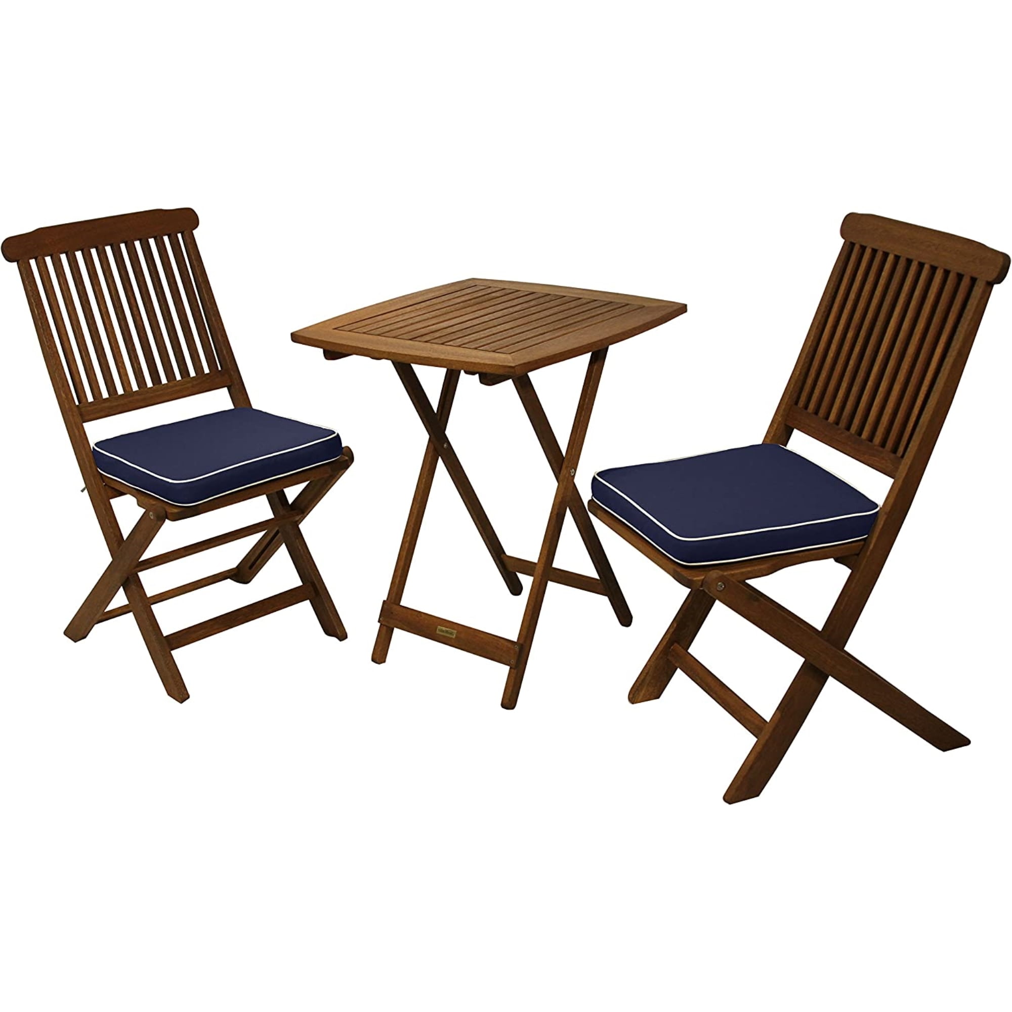 Outdoor Interiors Eucalyptus Wood 3 Piece Square Foldable Bistro