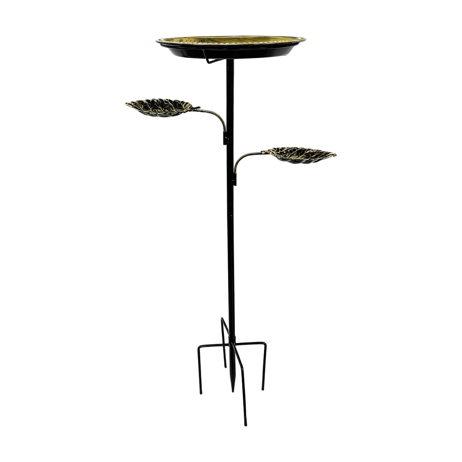 Outdoor Iron Bird Feeder with Bath Basin Standing Garden Decor for Villa Yard Patio Rustic Metal Feeding Station for Birds in Backyard Lawn