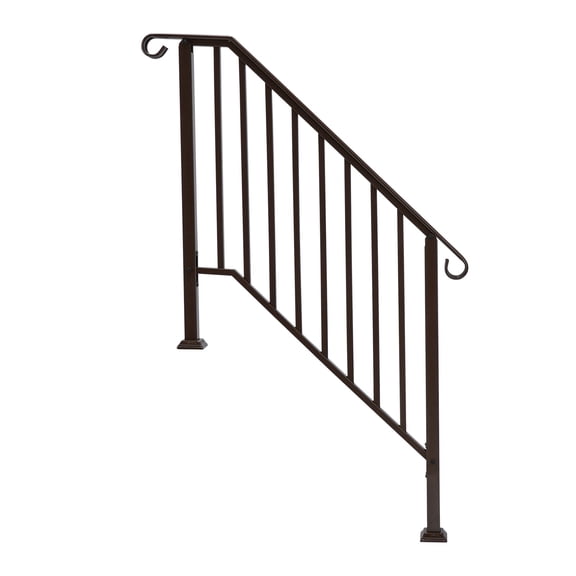 Outdoor Iron Handrail, 3 Level Stair Railing Support Bar, Copper Finish Metal Handrail, Durable Safety Rail for Porch Stairs Garden Steps Use, 1 Pack, Copper
