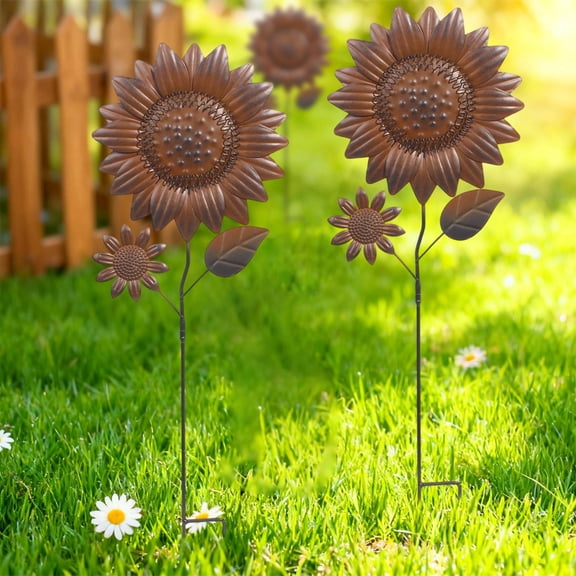 Outdoor Iron Sunflower Metal Garden Stake Courtyard Landscape Villa Decor Wrought Iron Sunflower Yard Decoration Patio Wedding Party Garden Ornament Gift Outdoor Home Decor Metal Garden Art