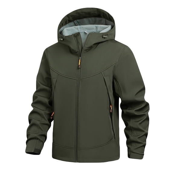 Outdoor Jackets For Men Windproof Hooded Full Zipper Cardigan Casual Fit Cycling Jacket With Zip Pockets (S, Army Green)