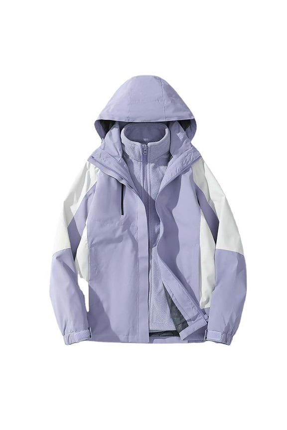 Outdoor Jackets Women's Softshell Jacket with Hood Fleece Lined Warm Lightweight Water Proof Windbreaker Coat Full Zip up Hoodie S-139 Purple 4XL