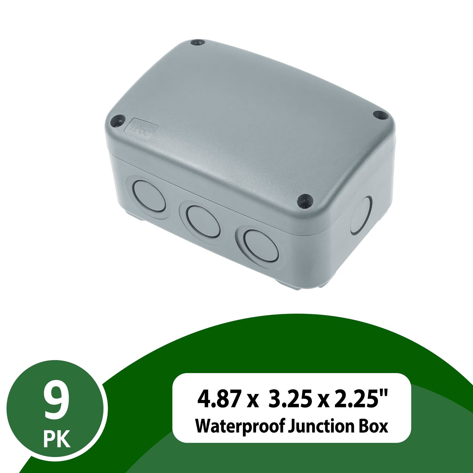 Outdoor Junction Box Waterproof,NineLeaf Outdoor Electrical Boxes Weatherproof with Reserved Holes,IP66 PVC/ABS Dustproof,4.9x3.3x2.3In(125x86x62MM),Watertight for Indoor Outdoor Use,9PK