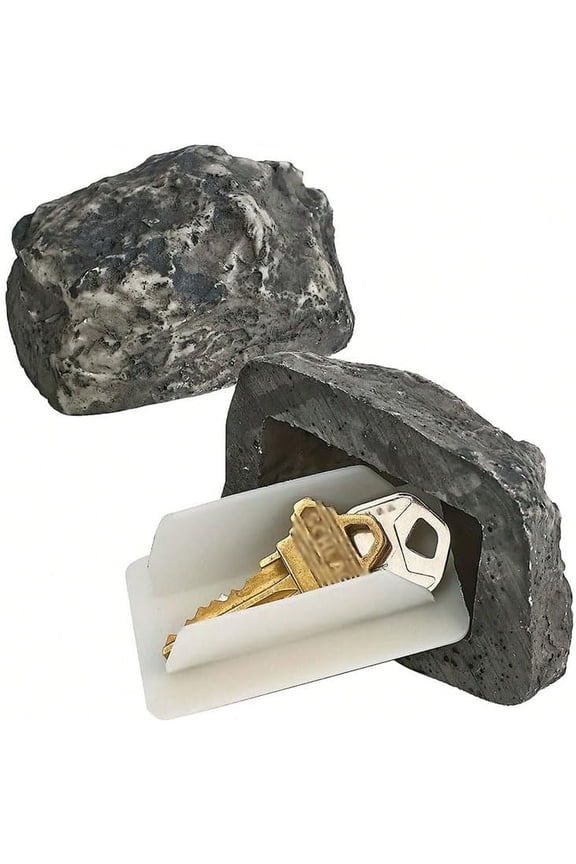 Outdoor Key Hider Fake Rock Hide a Key Holder for Spare Key Storage, Weatherproof Resin Black