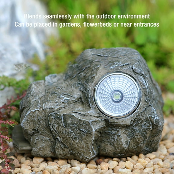 Outdoor Key Hider, Faux Stone Key Box With Solar Light, Durable Resin Construction For Yard Security