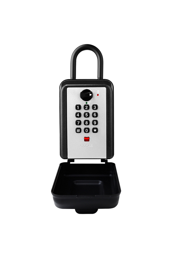 Outdoor Key Safe Box with Customizable Code Push Button Waterproof Gray