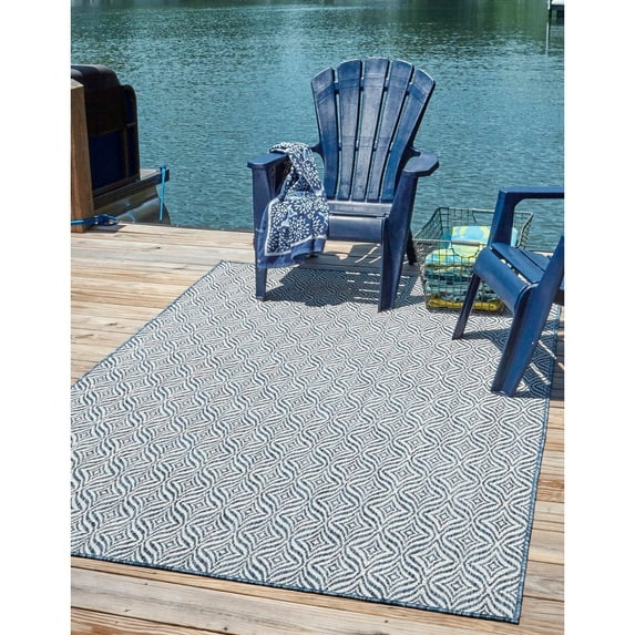 Outdoor Khence Collection Area Rug Blue - 9'x12'