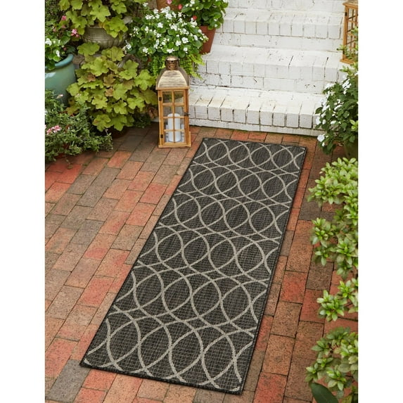 Outdoor Khence Collection Area Rug Charcoal - 2'x6'