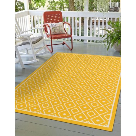 Outdoor Khence Collection Area Rug Yellow - 7'10"x10'