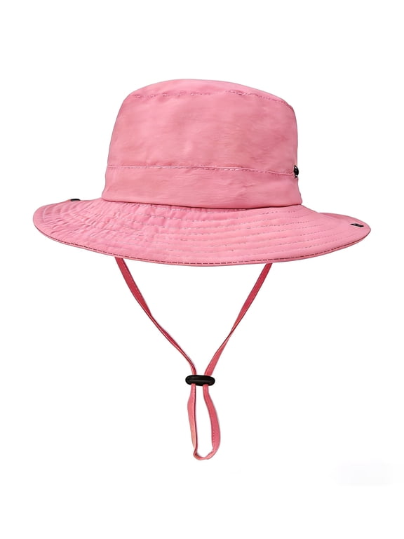 Outdoor Kids Sun Hat UPF 50+ Quick Dry Foldable Bucket Hat Lightweight Adjustable Fishing Safari Hat for Girls and Boys Pink